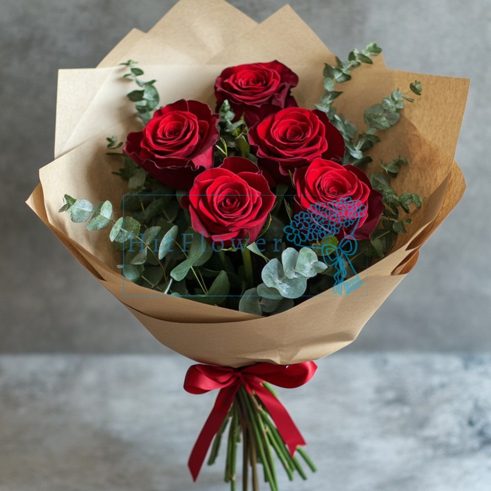 Розы в эвкалипте Букет роз Розы в эвкалипте